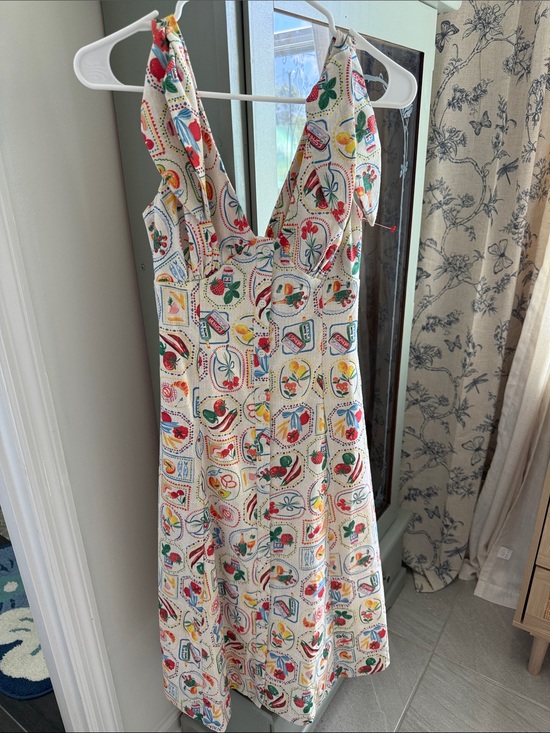 En Saison Dresses & Skirts - En Saison White Midi Dress with Multicolor Floral Patchwork